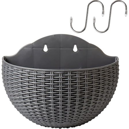 Sæt med 3 væghængte blomsterkrukker til hjem, have, veranda, altan, hjem, kontor, vægdekoration, sølvgrå