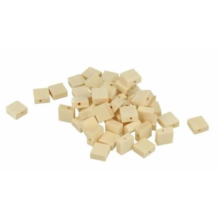 Træperler - Artémio - Flade firkantede - 10x4,7mm - Sæt med 50 - Brun