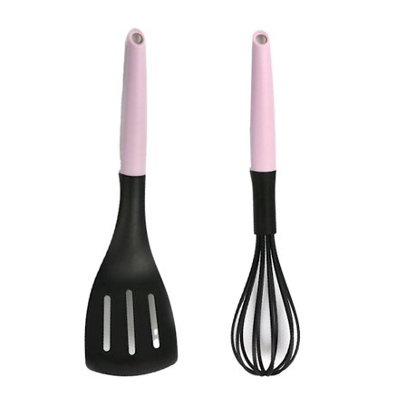 Pink nylon spartel, non-stick pande, speciel madlavning sigte, stegespatel + piskeris KLB