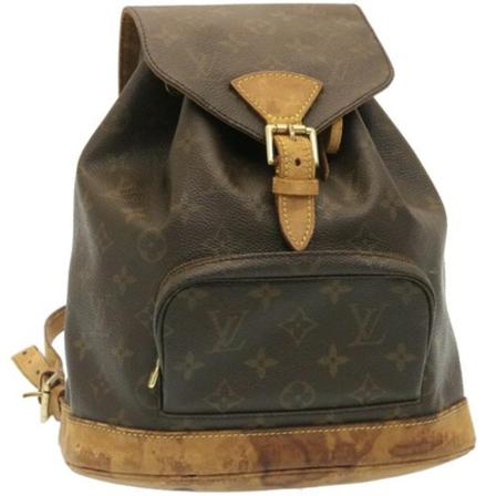 Louis Vuitton Vintage, Pre -owned Montsouris Mm Bruin, Dames, Maat:ONE Size,leer
