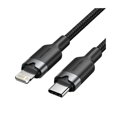 USB-C Lightning -kaapeli Vention LALBF - USB-C uros - Lightning uros - 27W - 480Mbps - 1m - Musta