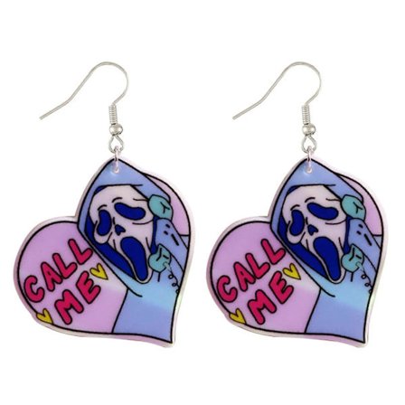 Y2K Hjerte Kranie Hånd Øreringe Overdrevne Øreringe Halloween Akryl Dråbe Øreringe Statement Smykker til Kvinder Piger