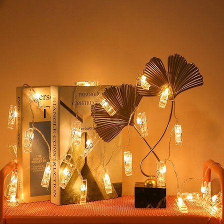 LED-fotohängande ljusslinga (varmvit), ingen borrning Pho