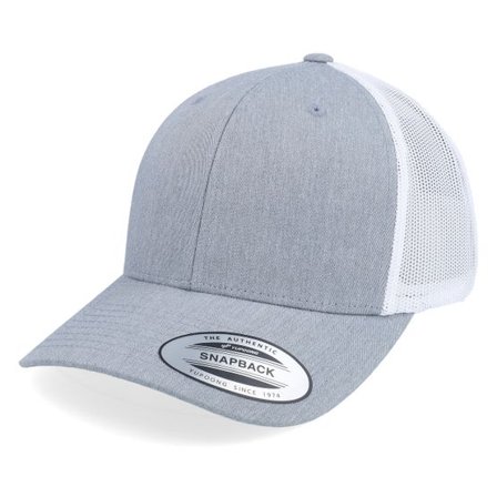 Yupoong - Grå trucker Keps - Heather Grey/White Trucker @ Hatstore