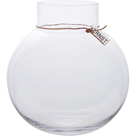 Ernst Glassvase Rund med Lærbånd 10 cm' - 'Klar