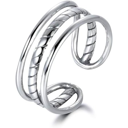 Ring til kvinder, justerbar vintage sølv tumling, unisex justerbar