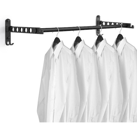 Vægmonteret tøjstativ, væghængt sammenklappeligt tøjstativ, 90° roterende vægmonteret tøjstativ til tørring af tøj på altan, badeværelse, vaskerum