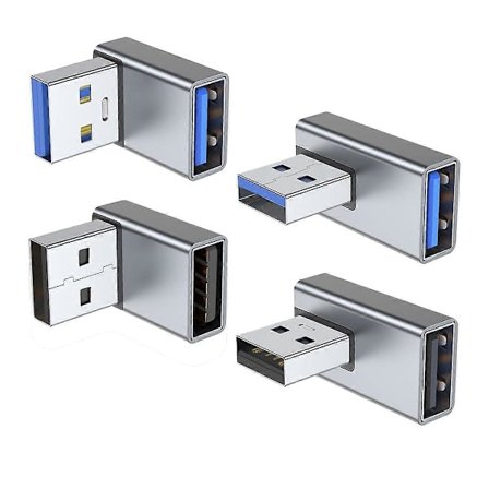 4-pack USB 3.0 Rätvinkeladapter, hane till hona förlängare [JSR]