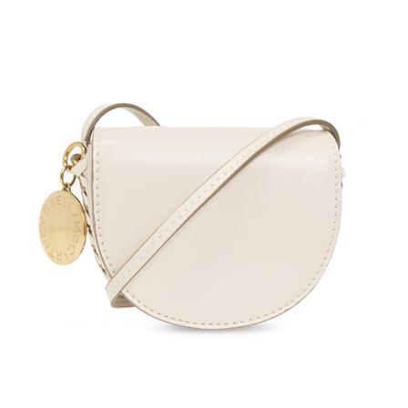 Stella McCartney, Frayme Strapped Card Case Beige, Dames, Maat:ONE Size,leer