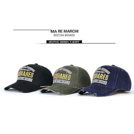 Basebollkeps för män Dsq2 Sportkeps Broderi Andningsbar Bomull Snapback Hatt Fyra Säsonger D2 Utomhus Mörkblå