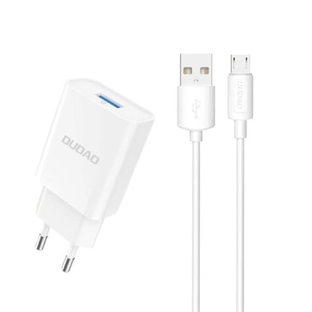 Dudao USB-oplader 2,1A med MicroUSB-kabel til hurtig og sikker opladning