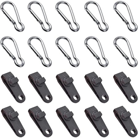 Presenningklämma, Tältpresenningsklämma, Karabinhake, Bungee-rep, för Presenning, Cam