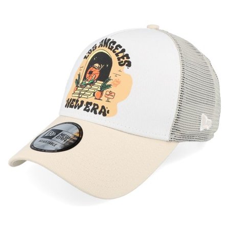 New Era - Vit trucker Keps - Graphic Print White/Light Terracotta A-Frame Trucker @ Hatstore