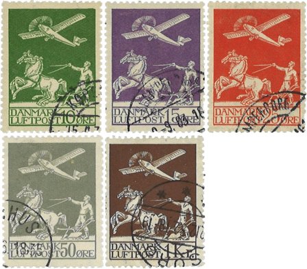 Danmark 1925-1929 - AFA 144-146+181-182 - Stemplet