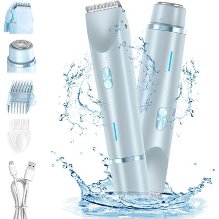 2-i-1 Elektrisk Damebarbermaskin og Bikin trimmer - Trådløs Våt og Tørr, Oppladbar Vanntett for Smertefri Hårfjerning på Ben, U