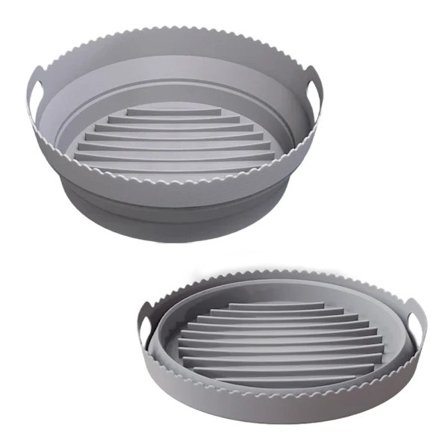 Airfryer Silikone Bageform, Rund, Multifunktionel, Grå, Foldbar