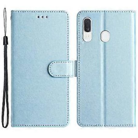 Til Samsung Galaxy A40 Wallet Case Telefon Stativ Cover Silke Struktur PU Læder Skal med Håndrem (Style B)