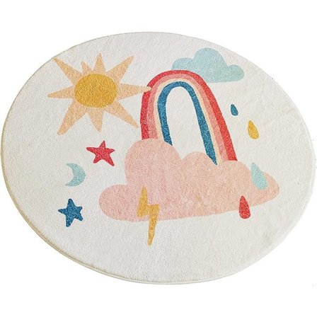 Cartoon Clound Rund Matta för Flickors Sovrumsdekoration Tonårsflickor Rum Mattor Mjuk Golvmatta för Tonårsflickor Sovrum Lekrum Barnkammare