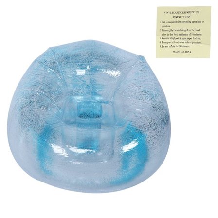 Vuxen transparent hopfällbar uppblåsbar soffa stol med paljettdekor för fritidsnap sovande blå