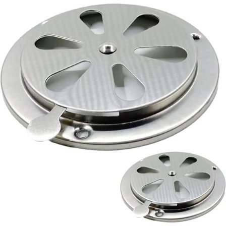 2 stk. Runde Ventilationsgitre, 125 mm Runde Ventilationsgitre i Rustfrit Stål, Udstødningsgitre med Justerbare Klapper, A