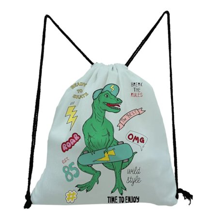 Dinosaursekk for kvinner Søtt akvarell dyreprint Myk oppbevaringspose Bærbar leketøyspose med snøring Barnas beste gave~11023