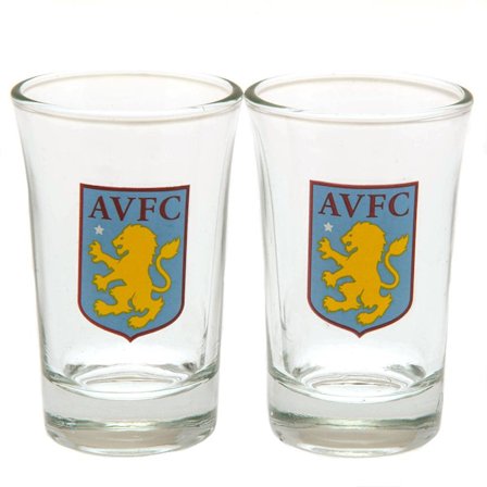 Aston Villa FC Crest Shot Glass Set (2-pakning) One Size Blå/Gul Blå/Gul/Klar