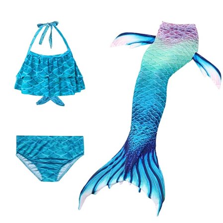3 stk Kids Mermaid Tail Bikini Sett A-150CM A-150CM