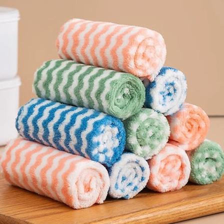Dobbeltsidige Fleece Køkkenklud Superabsorberende Rengøringsklude Skurepuder Køkkenvask Opvaskeklud Glasvinduer Tørrehåndklæde Random color 1PC
