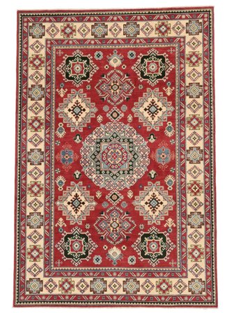 Kazak Fine Rug Hand Knotted 201X297 Brown/Dark Red