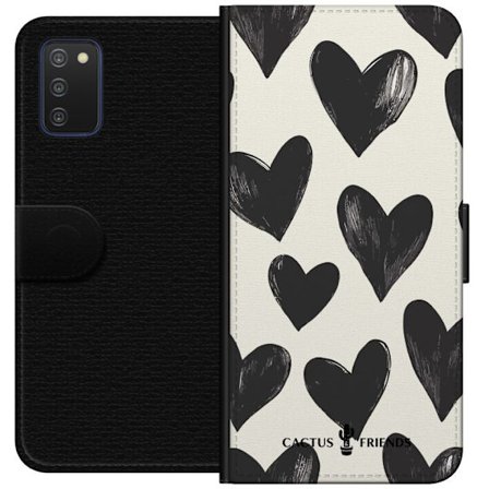 Kompatibel Tegnebogsetui til Samsung Samsung Galaxy A03s Cactus and Friends - Bold Black Love Pattern