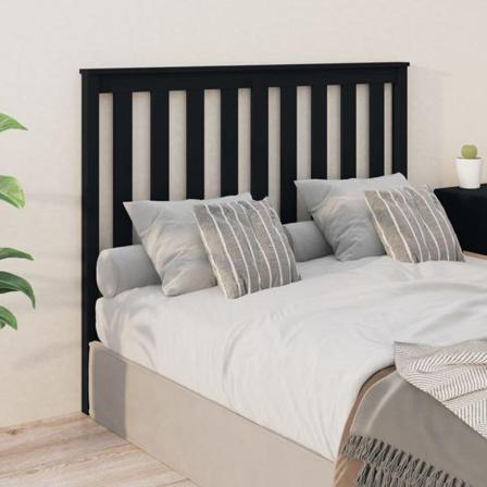 Vidaxl Sänggavel Svart 126x6x101 Cm Massiv Furu Svart