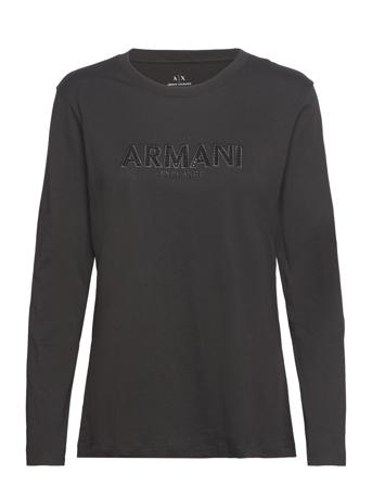 T-Shirt T-shirts & Tops Long-sleeved Svart Armani Exchange*Betinget Tilbud