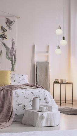Aneta Lighting ELIN vinduspendel, stål/hvit, G9, 4 m ledning, støpsel for vegguttak