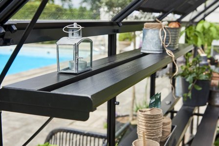 Halls E04805 Växthushylla till Cube, svart, 2 sektioner, Växthus & orangerier