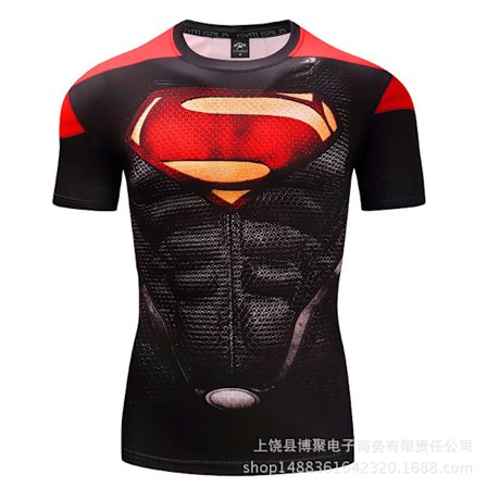 Digitalt tryk Superman kortærmet Captain America Sports Tight Tøj Hurtigtørrende Fitness Stretch T-shirt