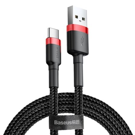 Baseus Cafule USB till USB-C Kabel, 3A, 1m - Röd/Svart