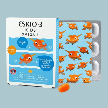 Eskio-3 Kids Omega 3 Vitamin D Appelsin 27 stk., Helse & Madvarer, Børnevitaminer, D-vitamin Til Børn