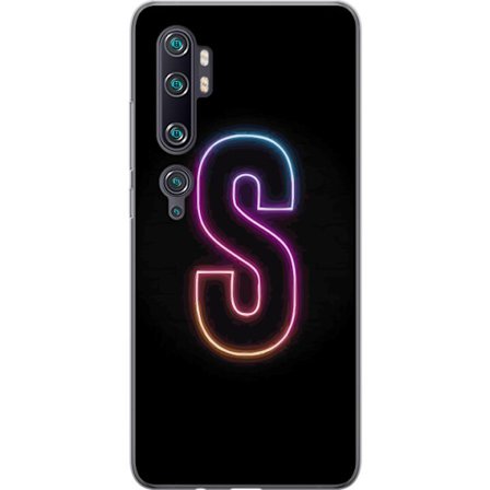 Kompatibelt Mobildeksel til Xiaomi Xiaomi Mi Note 10 Pro Neonbokstav S i lysende rosa og blå toner mot mørk bakgrunn, stilig bokstavkunst med retrof