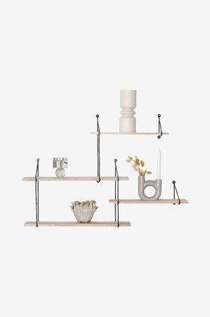 House Nordic - Hylla Harlem. 4 hyllplan av trä i naturfärg med svart ram - Natur - Vägghyllor - Från Homeroom
