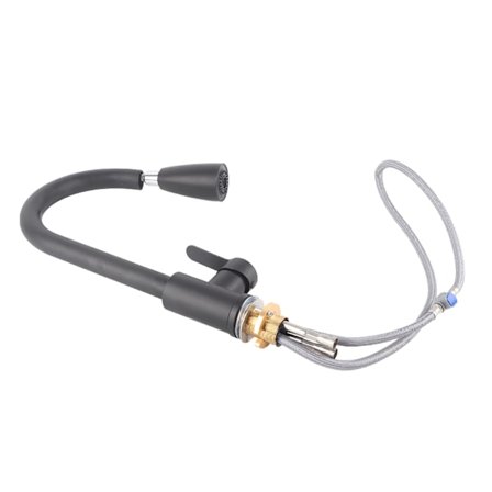 Køkkenarmatur Enkeltgreb Rustfrit Stål 360 Grader Drejelig Varmt Koldt Vand Blandingsbatteri Køkkenarmatur Med Utrækkelig Sprøjte Sort