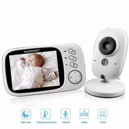 PIMPIMSKY Trådlös Video Baby Monitor 3.2" Färg LCD Babykamera Övervakning 2.4GHz Tvåvägskommunikation Vision, Vision