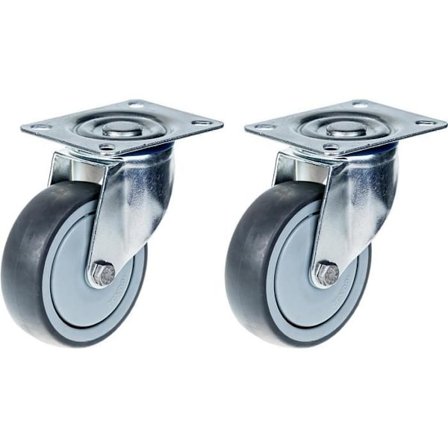 Drejehjul - ZHONGSHAN - 100mm - Grå gummi - Kapacitet 220kg - Sæt af 2