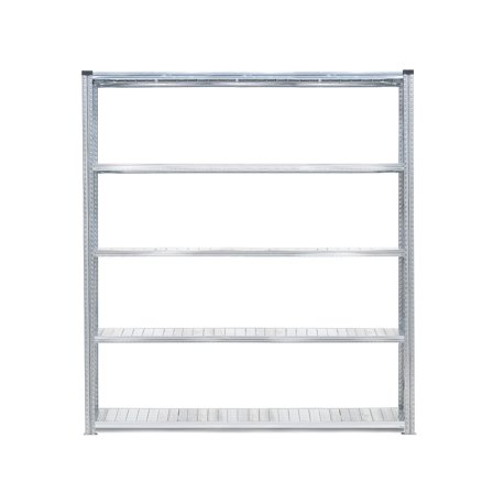 Regalsystem TRANSFORM, Grundmodul mit 5 Böden, 2500 x 1800 x 400 mm, verzinkt