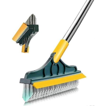 2-i-1 Golvborste med Långt Handtag och 3 Stänger 101cm Fogborste med Skrapa och Hård Borstskrapa med 120 Squeegee Roterande Kakelborste