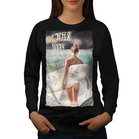 Ocean Sea Girl Holiday Women Blacksweatshirt