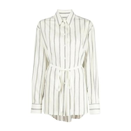 MM6 Maison Margiela striped Riemed shirt , Wit , Dames , Maat: M