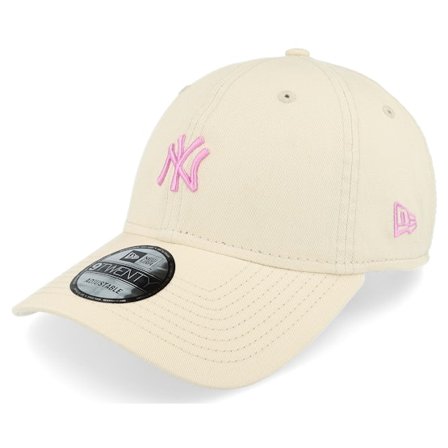 New Era - MLB Beige Caps - New York Yankees Mini Logo 9TWENTY Beige/Pink Dad Cap @ Hatstore