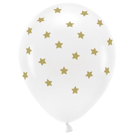 Ballon Hvid med Stjerner 6-pak