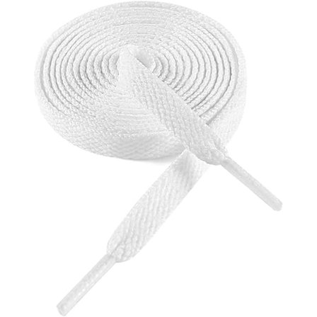 Litteiset nauhat, 8 mm leveät nauhat lenkkareihin, ensiluokkaiset nauhat lenkkareihin, korvaavat urheilukenkien nauhat (valkoinen)