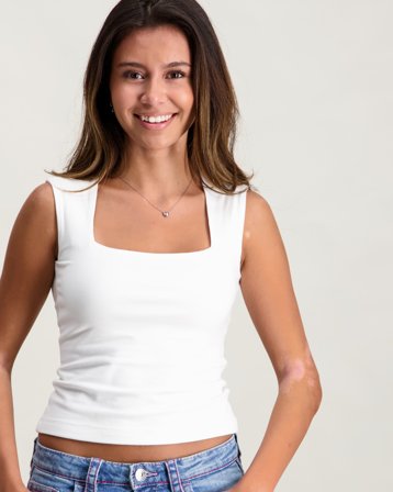 Gina Tricot Young Y square neck top Wit Tops/blouses Meisjes - Kids Brand Store